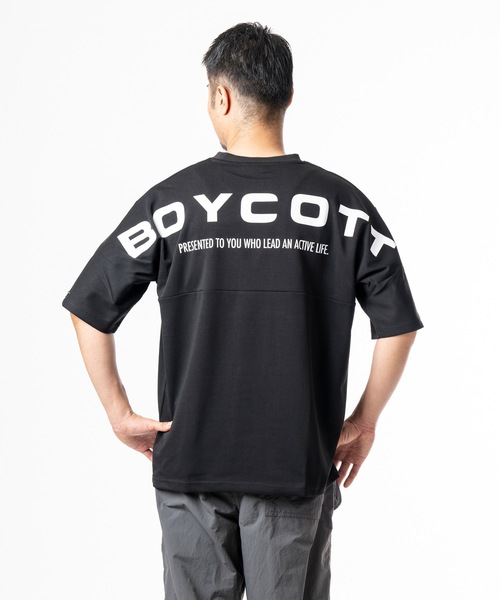 BOYCOTT（ボイコット）の「【BOYCOTT/ボイコット】オーバーサイズボックスシルエットバックプリント５分袖Tシャツカットソー（Tシャツ/カットソー・メンズ・チャコールグレー/ホワイト/ブラック・LARGE/MEDIUM/X-LARGE）」の2枚目の写真