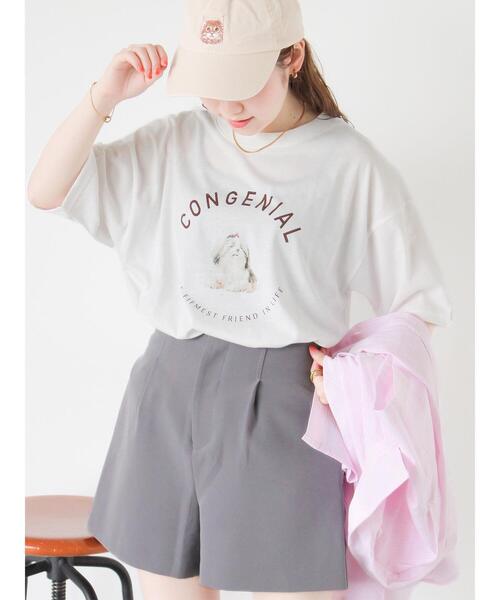 ehka sopo（エヘカソポ）の「シーズープリントTシャツ（Tシャツ/カットソー・レディース・ピンク/ネイビー/オフホワイト/サックスブルー・F）」の2枚目の写真