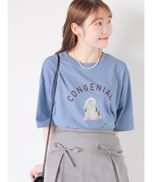 ehka sopo（エヘカソポ）の「シーズープリントTシャツ（Tシャツ/カットソー・レディース・ピンク/ネイビー/オフホワイト/サックスブルー・F）」の4枚目の写真