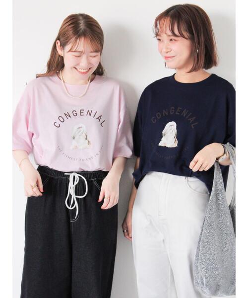 ehka sopo（エヘカソポ）の「シーズープリントTシャツ（Tシャツ/カットソー・レディース・ピンク/ネイビー/オフホワイト/サックスブルー・F）」の5枚目の写真