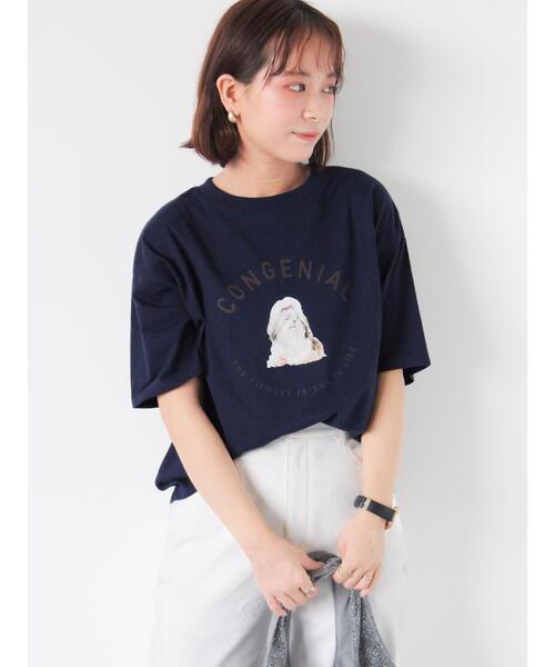 ehka sopo（エヘカソポ）の「シーズープリントTシャツ（Tシャツ/カットソー・レディース・ピンク/ネイビー/オフホワイト/サックスブルー・F）」の22枚目の写真