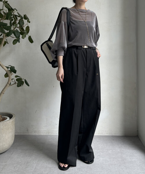 DouDou（ドゥドゥ）の「【WEB限定】ベロアメッシュプルオーバー（Tシャツ/カットソー・レディース・アイボリー/ブラック/グレー・FREE）」の21枚目の写真