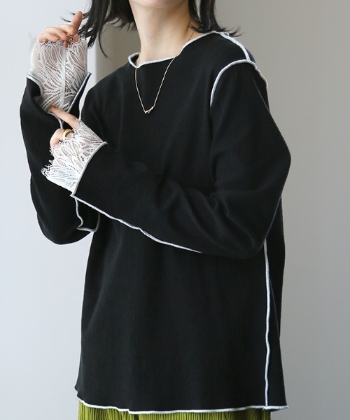 HUG.U(ハグユー)の「レースカットソー(Tシャツ/カットソー・レディース・ホワイト/ブラック・FREE)」の2枚目の写真