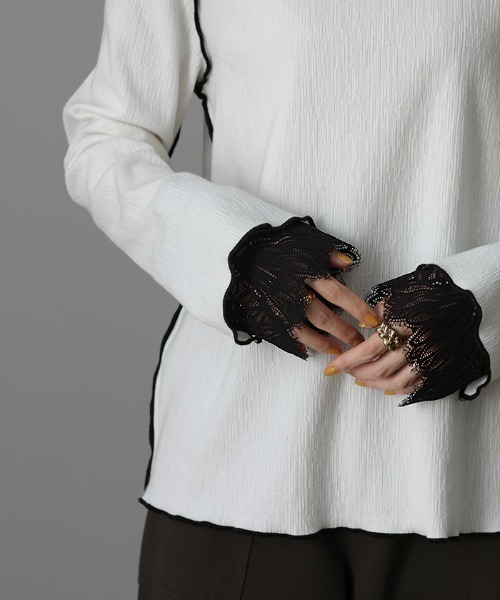 HUG.U(ハグユー)の「レースカットソー(Tシャツ/カットソー・レディース・ホワイト/ブラック・FREE)」の4枚目の写真