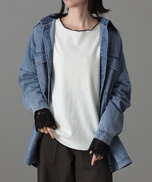 HUG.U(ハグユー)の「レースカットソー(Tシャツ/カットソー・レディース・ホワイト/ブラック・FREE)」の8枚目の写真