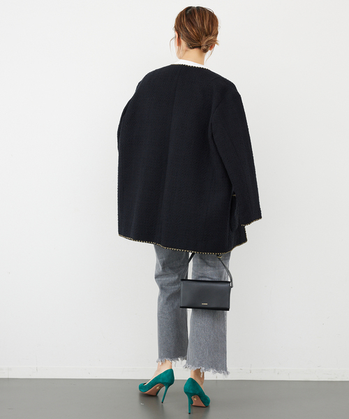 Deuxieme Classe(ドゥーズィエムクラス)の「* chain ツイード ジャケット(ノーカラージャケット・レディース・ブラック・FREE)」の13枚目の写真
