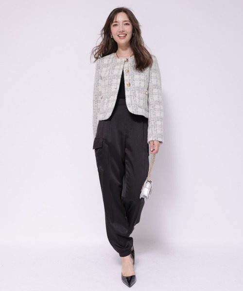 Apuweiser-riche（アプワイザーリッシェ）の「ノーカラーツイードジャケット（その他アウター・レディース・ピンク/ブラック/ホワイト・2/1）」の10枚目の写真