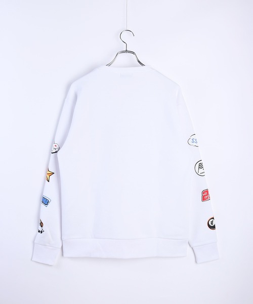 WESTSEA（ウエストシー）の「スケボーおばけ 刺繍 袖プリント 裏起毛 長袖トレーナー（スウェット・メンズ・ブラック/ホワイト・L/M）」の4枚目の写真