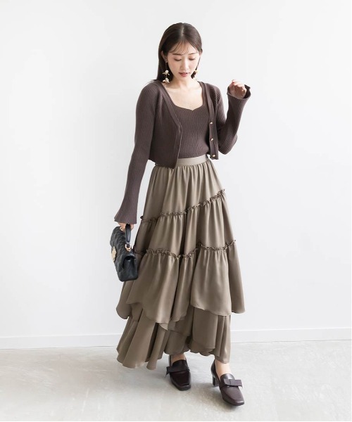 RANDA(ランダ)の「ランダムティアードスカート(スカート・レディース・ブルー/ブラック/カーキ・1/0)」の11枚目の写真