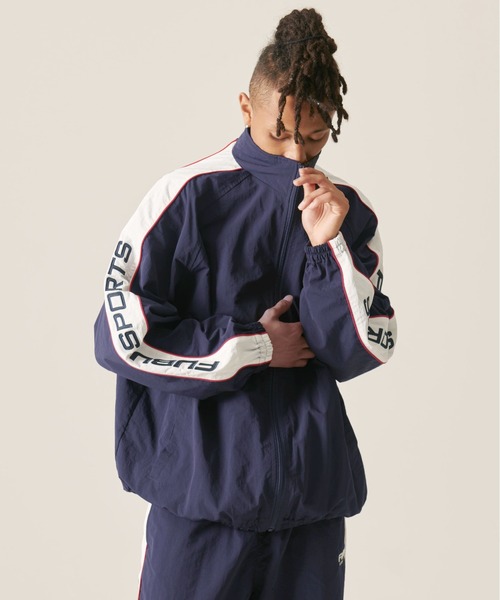 FUBU( フブ)の「FUBU フブ ブランド ロゴ 配色ライン ルーズシルエット アメカジ フルジップ 長袖 ナイロン トラックジャケット ジャージ(ナイロンジャケット・メンズ・ブラック/グレー/ネイビー/グリーン・XL/L/M/XXL)」の4枚目の写真