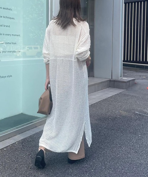 couchu.me(クーシュミー)の「【couchu.me】シアーメッシュワンピース(ワンピース・レディース・オフホワイト/ブラック・FREE)」の8枚目の写真