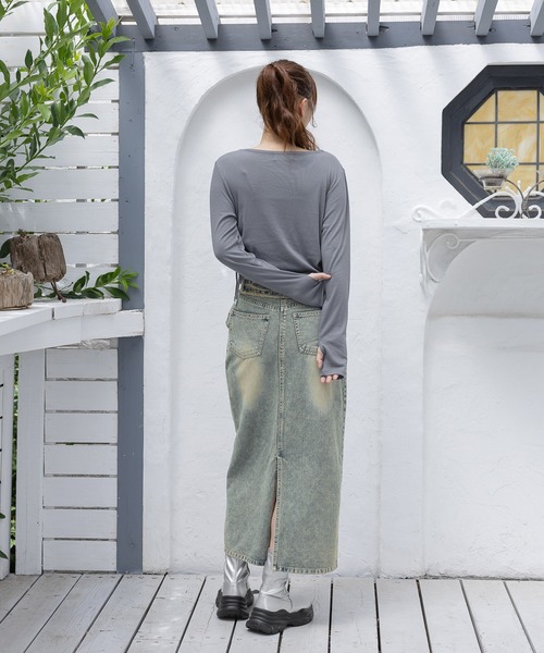 3.3 Field Trip （3.3フィールドトリップ）の「3.3 Field Trip／シャーリングロゴ長袖T（Tシャツ/カットソー・レディース・チャコール/ブルー・FREE）」の8枚目の写真