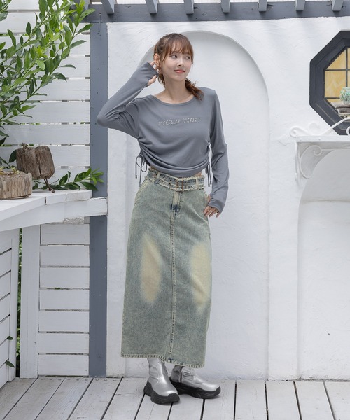 3.3 Field Trip （3.3フィールドトリップ）の「3.3 Field Trip／シャーリングロゴ長袖T（Tシャツ/カットソー・レディース・チャコール/ブルー・FREE）」の6枚目の写真