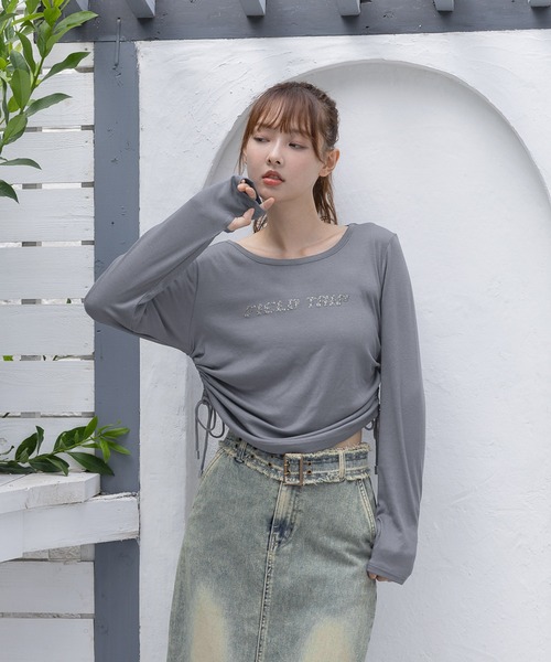 3.3 Field Trip （3.3フィールドトリップ）の「3.3 Field Trip／シャーリングロゴ長袖T（Tシャツ/カットソー・レディース・チャコール/ブルー・FREE）」の9枚目の写真