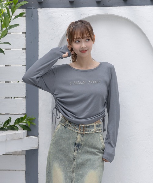 3.3 Field Trip （3.3フィールドトリップ）の「3.3 Field Trip／シャーリングロゴ長袖T（Tシャツ/カットソー・レディース・チャコール/ブルー・FREE）」の10枚目の写真