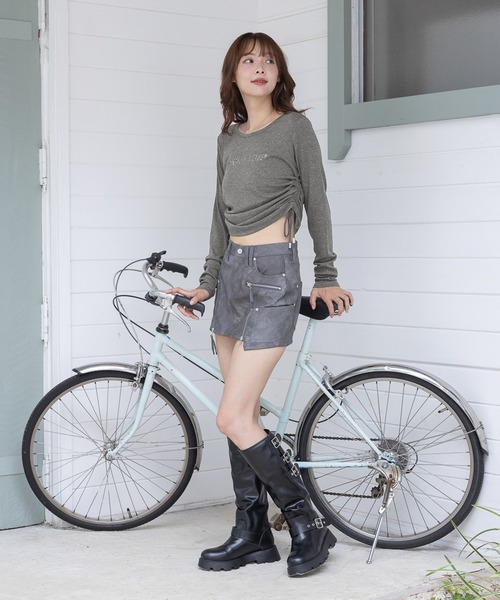 3.3 Field Trip （3.3フィールドトリップ）の「3.3 Field Trip／シャーリングロゴ長袖T（Tシャツ/カットソー・レディース・チャコール/ブルー・FREE）」の19枚目の写真