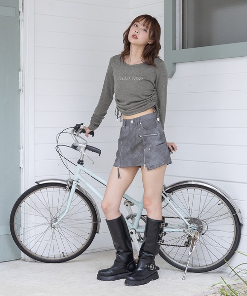 3.3 Field Trip （3.3フィールドトリップ）の「3.3 Field Trip／シャーリングロゴ長袖T（Tシャツ/カットソー・レディース・チャコール/ブルー・FREE）」の18枚目の写真