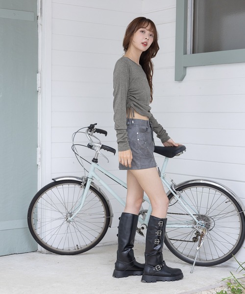 3.3 Field Trip （3.3フィールドトリップ）の「3.3 Field Trip／シャーリングロゴ長袖T（Tシャツ/カットソー・レディース・チャコール/ブルー・FREE）」の21枚目の写真