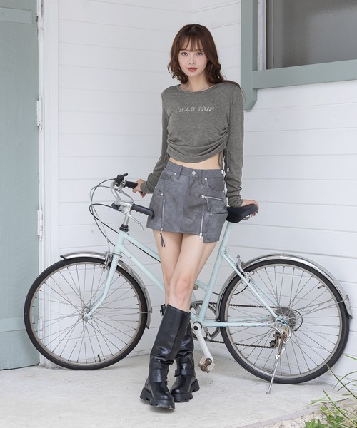 3.3 Field Trip （3.3フィールドトリップ）の「3.3 Field Trip／シャーリングロゴ長袖T（Tシャツ/カットソー・レディース・チャコール/ブルー・FREE）」の17枚目の写真