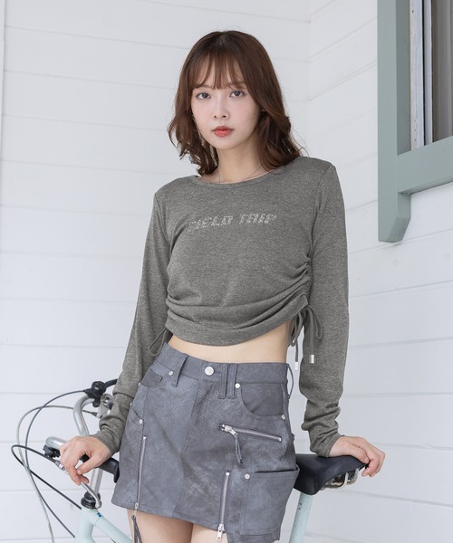 3.3 Field Trip （3.3フィールドトリップ）の「3.3 Field Trip／シャーリングロゴ長袖T（Tシャツ/カットソー・レディース・チャコール/ブルー・FREE）」の11枚目の写真