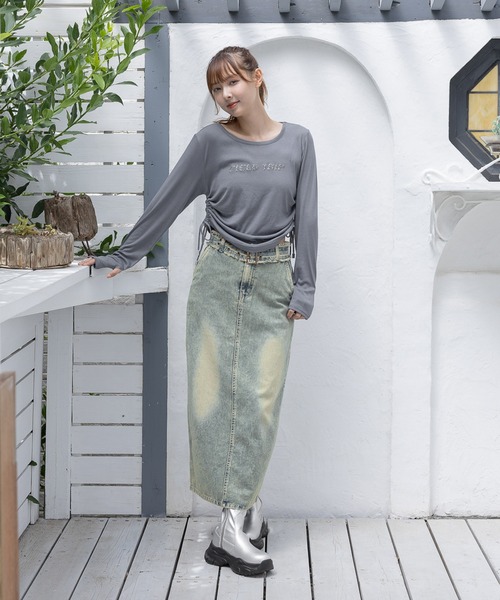 3.3 Field Trip （3.3フィールドトリップ）の「3.3 Field Trip／シャーリングロゴ長袖T（Tシャツ/カットソー・レディース・チャコール/ブルー・FREE）」の15枚目の写真