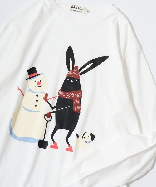 FUNALIVE（ファンアライブ）の「SHABBY　プリント長袖Tee unisex（Tシャツ/カットソー・メンズ・ブラック/ホワイト系1/ホワイト系2/グレー系3/オフホワイト/杢グレー/ベージュ系1/ブルー系2/ホワイト系3/ブラック系1/ベージュ系2/ブルー系3・S/M/L/XL）」の4枚目の写真