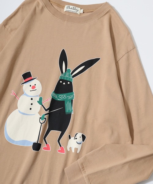 FUNALIVE（ファンアライブ）の「SHABBY　プリント長袖Tee unisex（Tシャツ/カットソー・メンズ・ブラック/ホワイト系1/ホワイト系2/グレー系3/オフホワイト/杢グレー/ベージュ系1/ブルー系2/ホワイト系3/ブラック系1/ベージュ系2/ブルー系3・S/M/L/XL）」の10枚目の写真