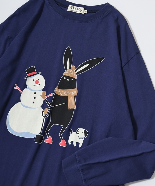 FUNALIVE（ファンアライブ）の「SHABBY　プリント長袖Tee unisex（Tシャツ/カットソー・メンズ・ブラック/ホワイト系1/ホワイト系2/グレー系3/オフホワイト/杢グレー/ベージュ系1/ブルー系2/ホワイト系3/ブラック系1/ベージュ系2/ブルー系3・S/M/L/XL）」の11枚目の写真
