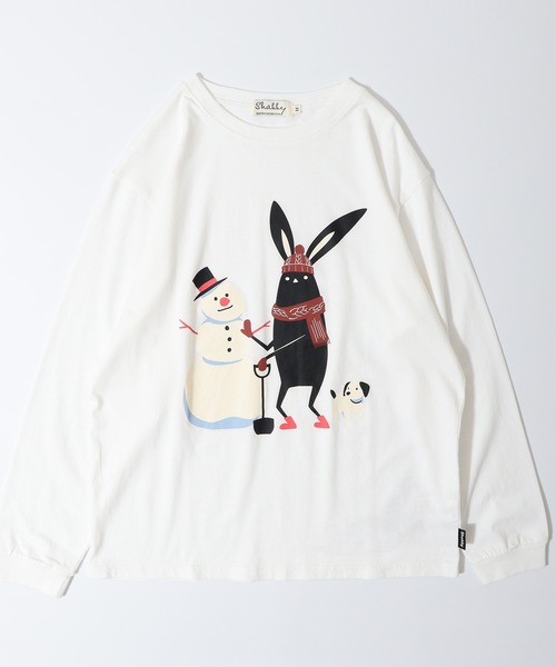 FUNALIVE（ファンアライブ）の「SHABBY　プリント長袖Tee unisex（Tシャツ/カットソー・メンズ・ブラック/ホワイト系1/ホワイト系2/グレー系3/オフホワイト/杢グレー/ベージュ系1/ブルー系2/ホワイト系3/ブラック系1/ベージュ系2/ブルー系3・S/M/L/XL）」の15枚目の写真