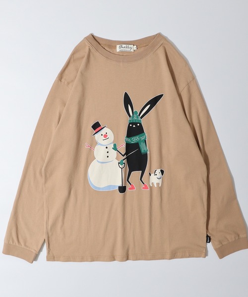FUNALIVE（ファンアライブ）の「SHABBY　プリント長袖Tee unisex（Tシャツ/カットソー・メンズ・ブラック/ホワイト系1/ホワイト系2/グレー系3/オフホワイト/杢グレー/ベージュ系1/ブルー系2/ホワイト系3/ブラック系1/ベージュ系2/ブルー系3・S/M/L/XL）」の17枚目の写真