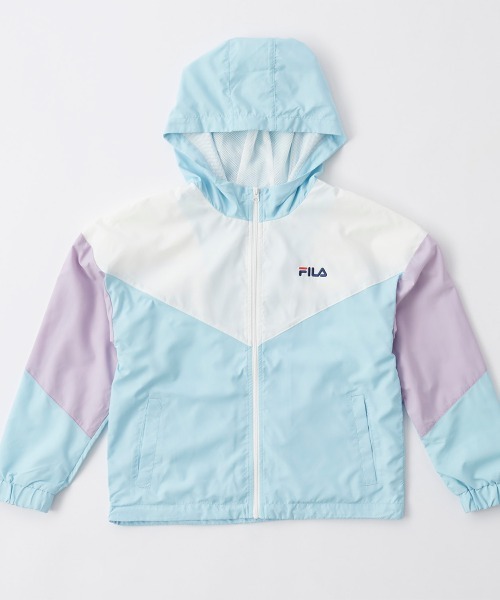 FILA フード付きジャンパー　青 FILA マウンテンパーカー ウインドブレーカー フィラ ロゴ刺繍