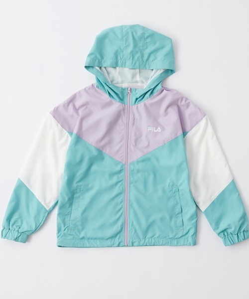 FILA フード付きジャンパー　青 FILA マウンテンパーカー ウインドブレーカー フィラ ロゴ刺繍