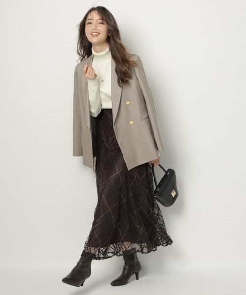 アプワイザーリッシェ 刺繍チェックスカート 茶色　ブラウン　新品　サイズ0（XS Apuweiser-riche（アプワイザーリッシェ）の「チェック刺繍