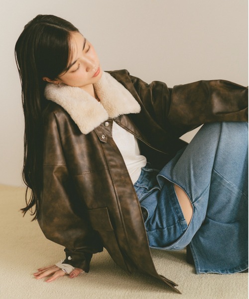 セール】レザージャケット/ファー取り外し可能（ライダースジャケット