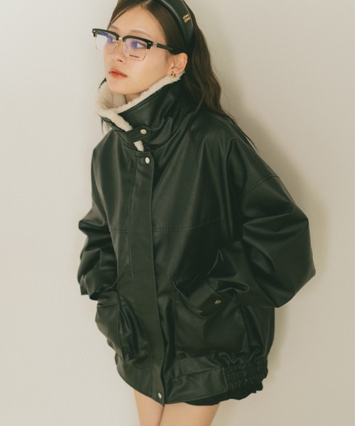 レザージャケット/ファー取り外し可能（ライダースジャケット