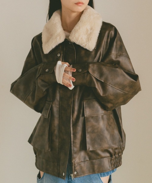 レザージャケット/ファー取り外し可能（ライダースジャケット