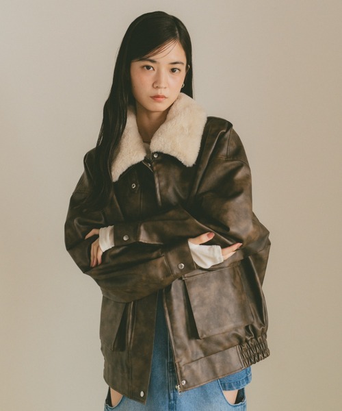 OEW 黒 レザー ファー ジャケット OEW 黒 レザー ファー ジャケット f1b13.jpg