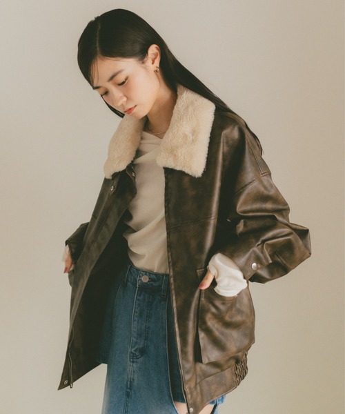 レザージャケット/ファー取り外し可能（ライダースジャケット