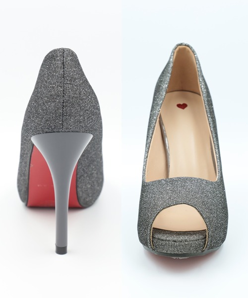 Retica（レティカ）の「[CLOSED] 結婚式パンプス ラメ キラキラ シンプル オープントゥパンプス (10.5cmヒール)（パンプス・レディース・シルバー/ブラック・38/39/35/36/37）」の4枚目の写真