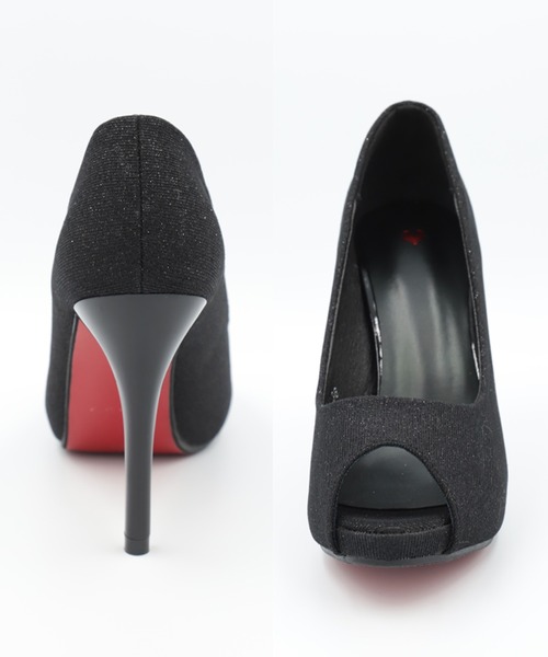 Retica（レティカ）の「[CLOSED] 結婚式パンプス ラメ キラキラ シンプル オープントゥパンプス (10.5cmヒール)（パンプス・レディース・シルバー/ブラック・38/39/35/36/37）」の5枚目の写真