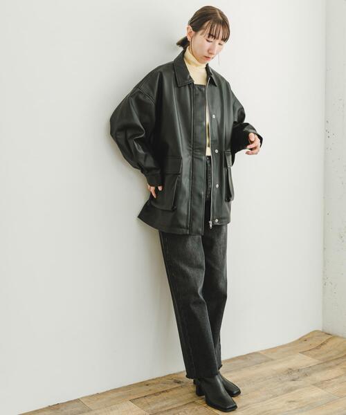 ITEMS URBANRESEARCH（アイテムズ アーバンリサーチ）の「フェイクレザージャケット（その他アウター・レディース・ライトベージュ/ブラック・FREE）」の8枚目の写真