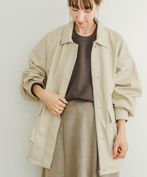 ITEMS URBANRESEARCH（アイテムズ アーバンリサーチ）の「フェイクレザージャケット（その他アウター・レディース・ライトベージュ/ブラック・FREE）」の12枚目の写真