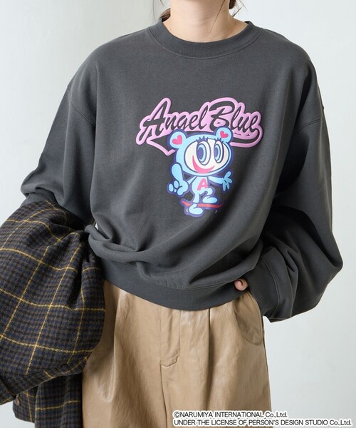 ナチュラルクチュール エンジェルブルーコラボ　スウェット ANGEL BLUE × natural couture プリントビッグスエット