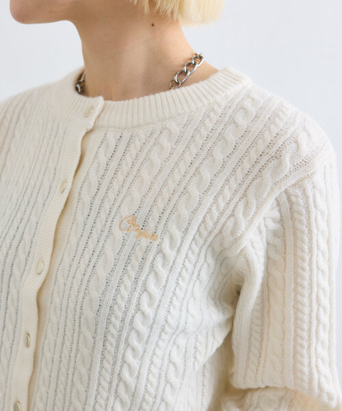 w closet（ダブルクローゼット）の「【７色展開】ケーブル刺繍カーディガン（カーディガン/ボレロ・レディース・パープル/ネイビー/レッド/オフホワイト/グレー/イエロー/ブルー・FREE）」の12枚目の写真