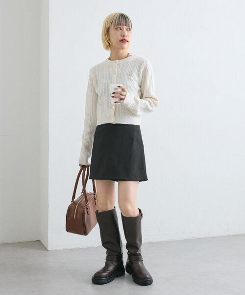 w closet（ダブルクローゼット）の「【７色展開】ケーブル刺繍カーディガン（カーディガン/ボレロ・レディース・パープル/ネイビー/レッド/オフホワイト/グレー/イエロー/ブルー・FREE）」の14枚目の写真