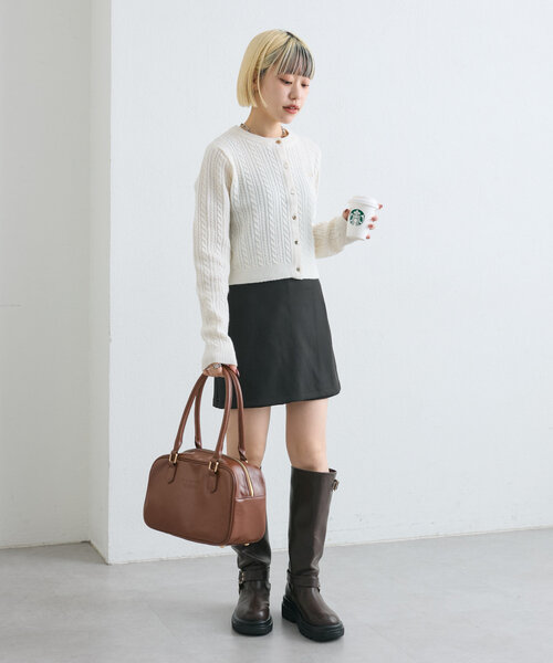 w closet（ダブルクローゼット）の「【７色展開】ケーブル刺繍カーディガン（カーディガン/ボレロ・レディース・パープル/ネイビー/レッド/オフホワイト/グレー/イエロー/ブルー・FREE）」の15枚目の写真