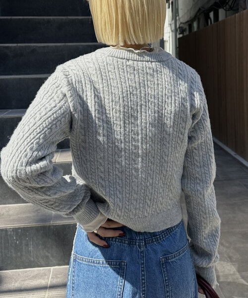 w closet（ダブルクローゼット）の「【７色展開】ケーブル刺繍カーディガン（カーディガン/ボレロ・レディース・パープル/ネイビー/レッド/オフホワイト/グレー/イエロー/ブルー・FREE）」の22枚目の写真