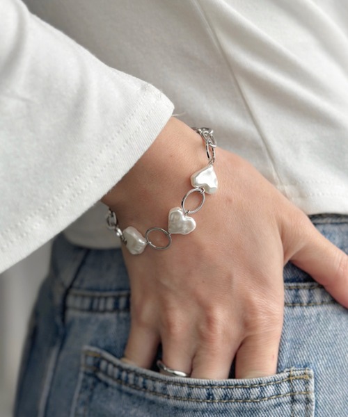 セール】ハートパールチェーンブレスレット（ブレスレット）｜sowang