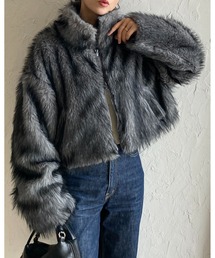 She's Closet（シーズクローゼット）の「スタンドネックショート丈ダブルジップフェイクファージャケットコート（ブルゾン）」