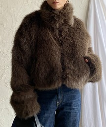 She's Closet（シーズクローゼット）の「スタンドネックショート丈ダブルジップフェイクファージャケットコート（ブルゾン）」